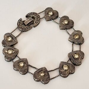 Brighton HEARTS CROSSING Slide Rhinestone Accent Bracelet